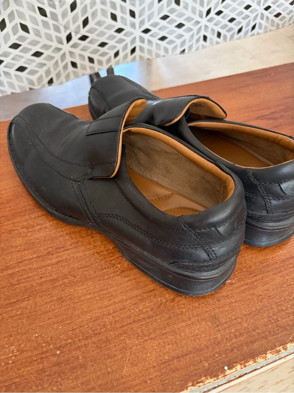 Clarks Black Leather Slip-On Loafers